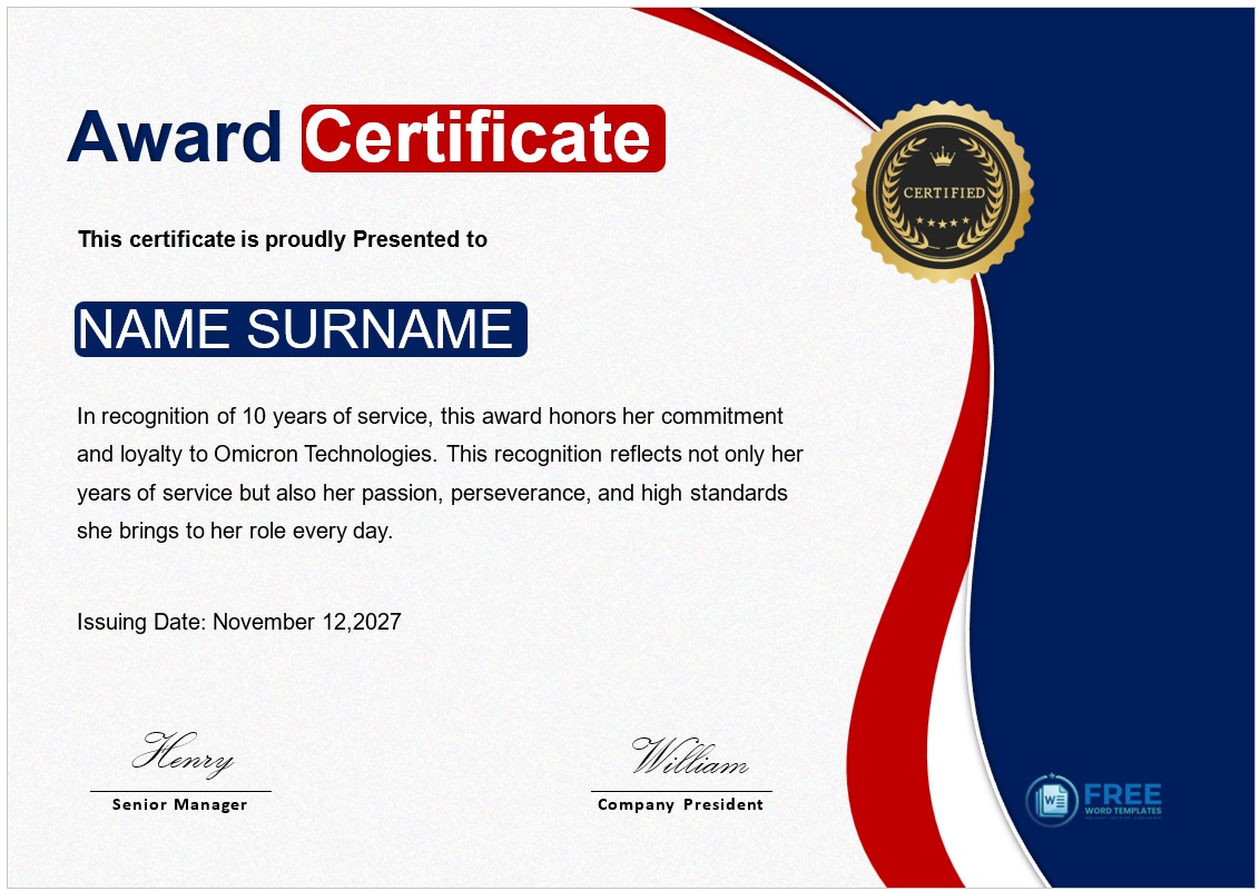 Award Certificate Templates 