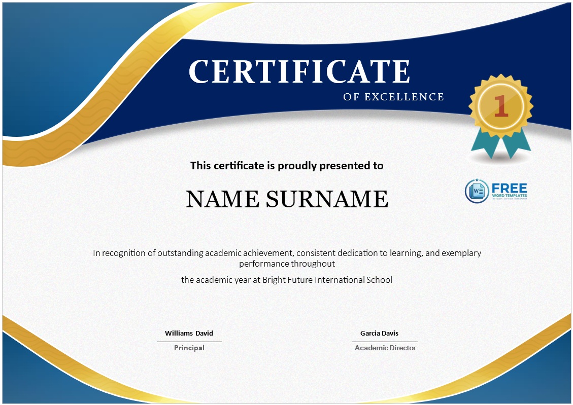 Certificate of Excellence Templates