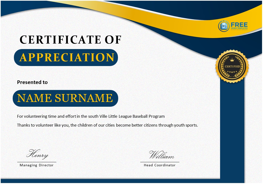 Custom Appreciation Certificate Template