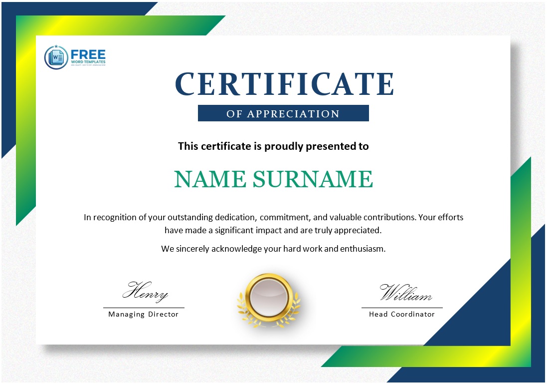Appreciation Certificate Templates 