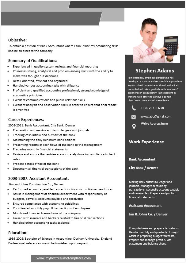 Modern resume template for freshers