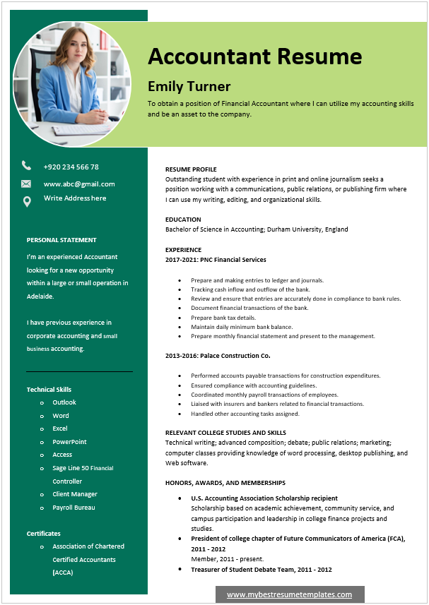 Professional modern resume template Word