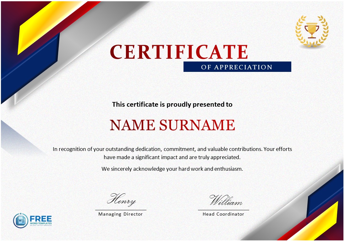 Volunteer Appreciation Certificate Template