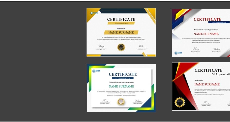 appreciation certificate templates