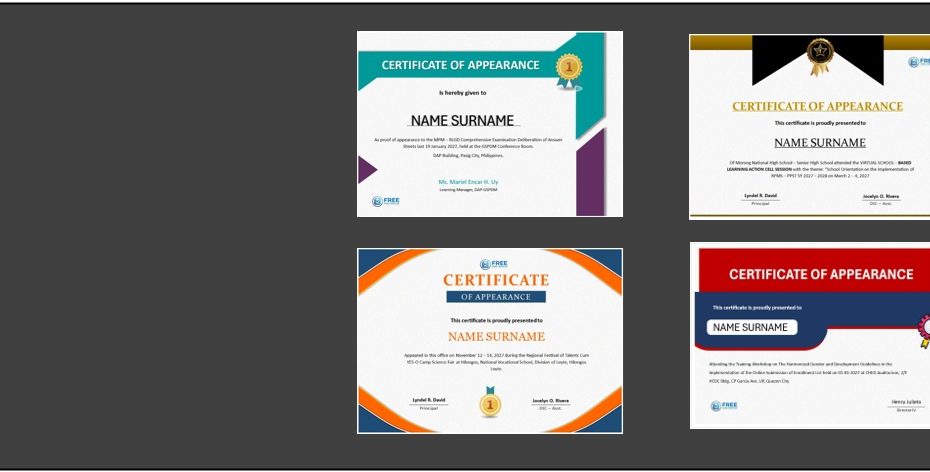 Certificate of Appearance Templates