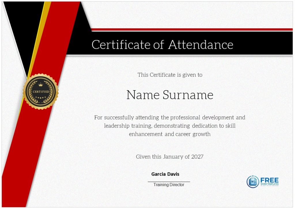 Event attendance certificate template