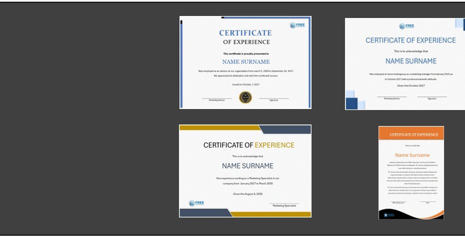Experience Certificate Templates