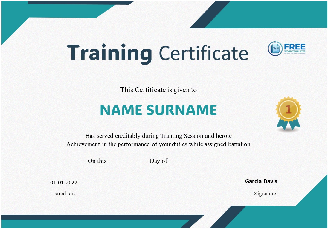 Professional training certificate design