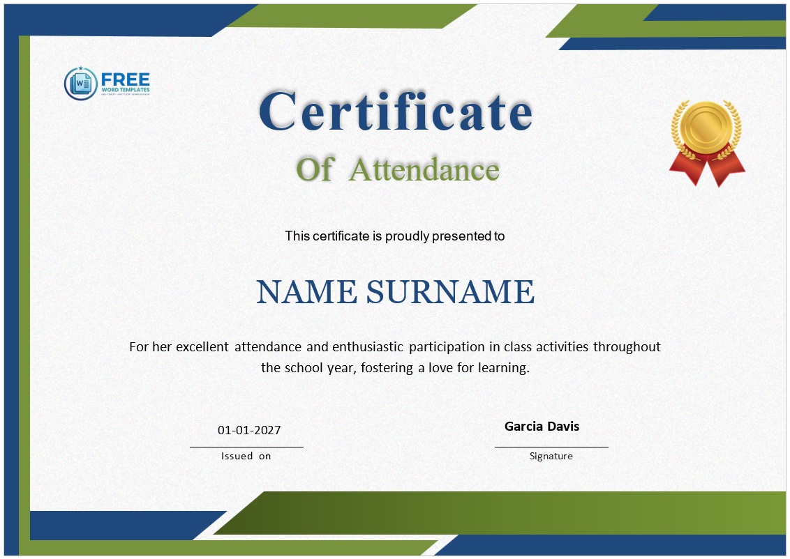 Training attendance certificate template