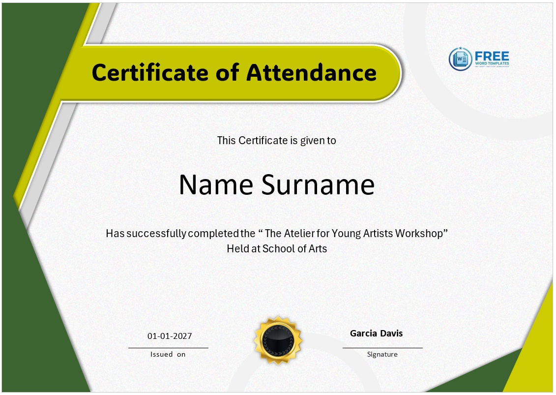 Workshop attendance certificate template