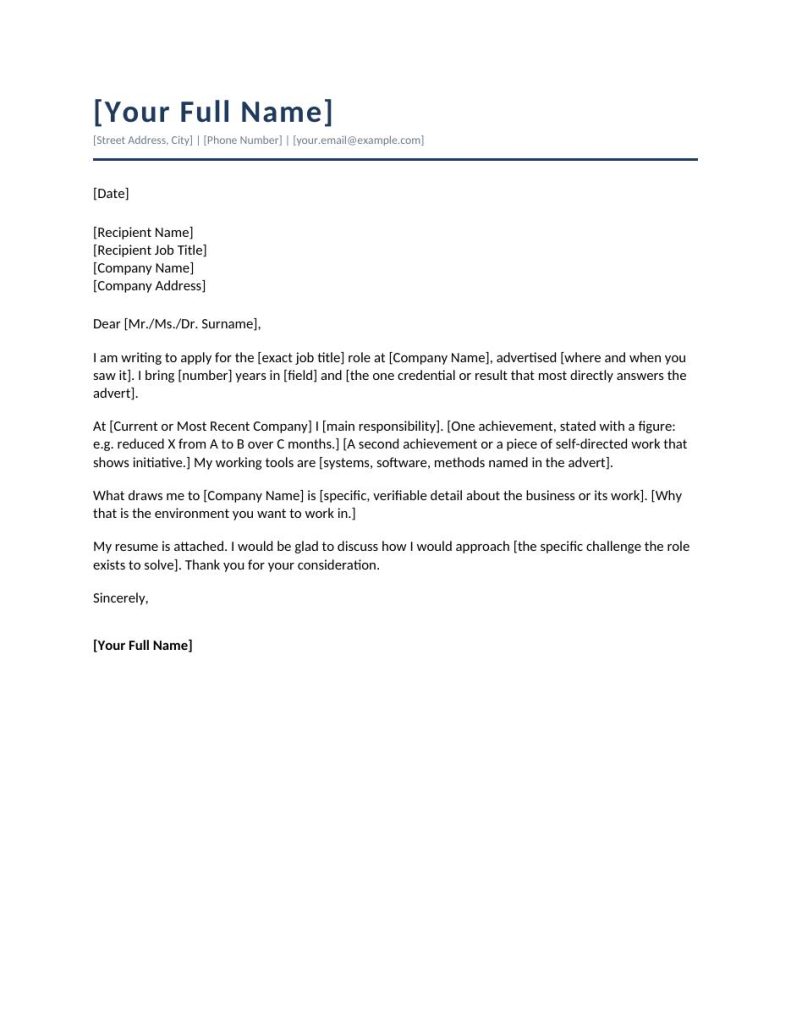 Modern Cover Letter Template preview