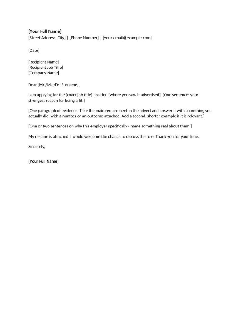 Simple Cover Letter Template preview